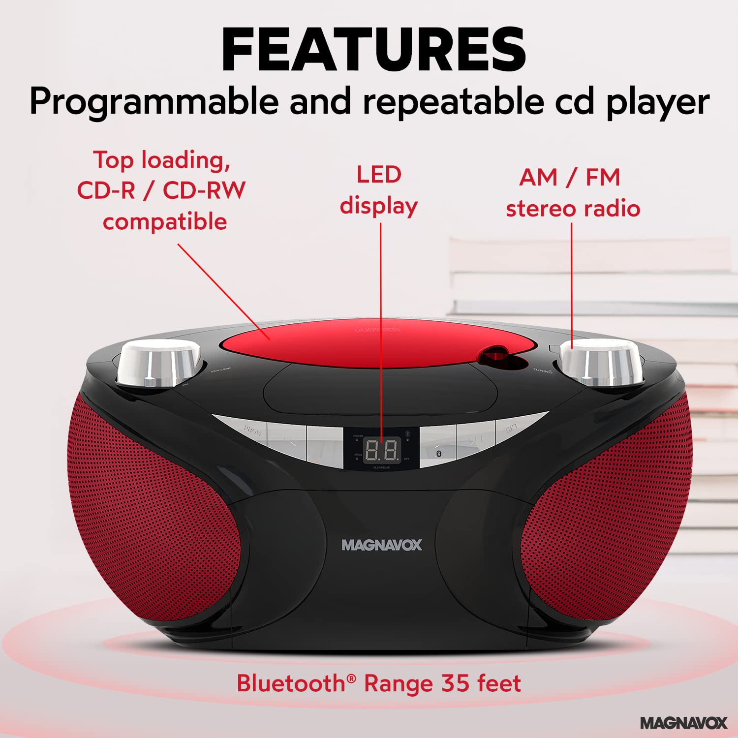 Foto 3 pulgar | Boombox Portátil Para Cd Magnavox Md6949 con Radio Am/fm y Bluetooth - Venta Internacional