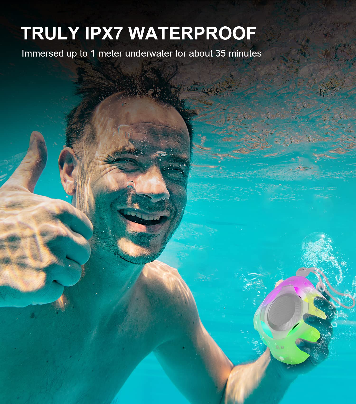Foto 5 pulgar | Altavoz Bluetooth Comiso Impermeable Ipx7 con Luz Led - Venta Internacional