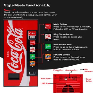 Foto 4 | Bocina Bt Coca-cola Vending Machine