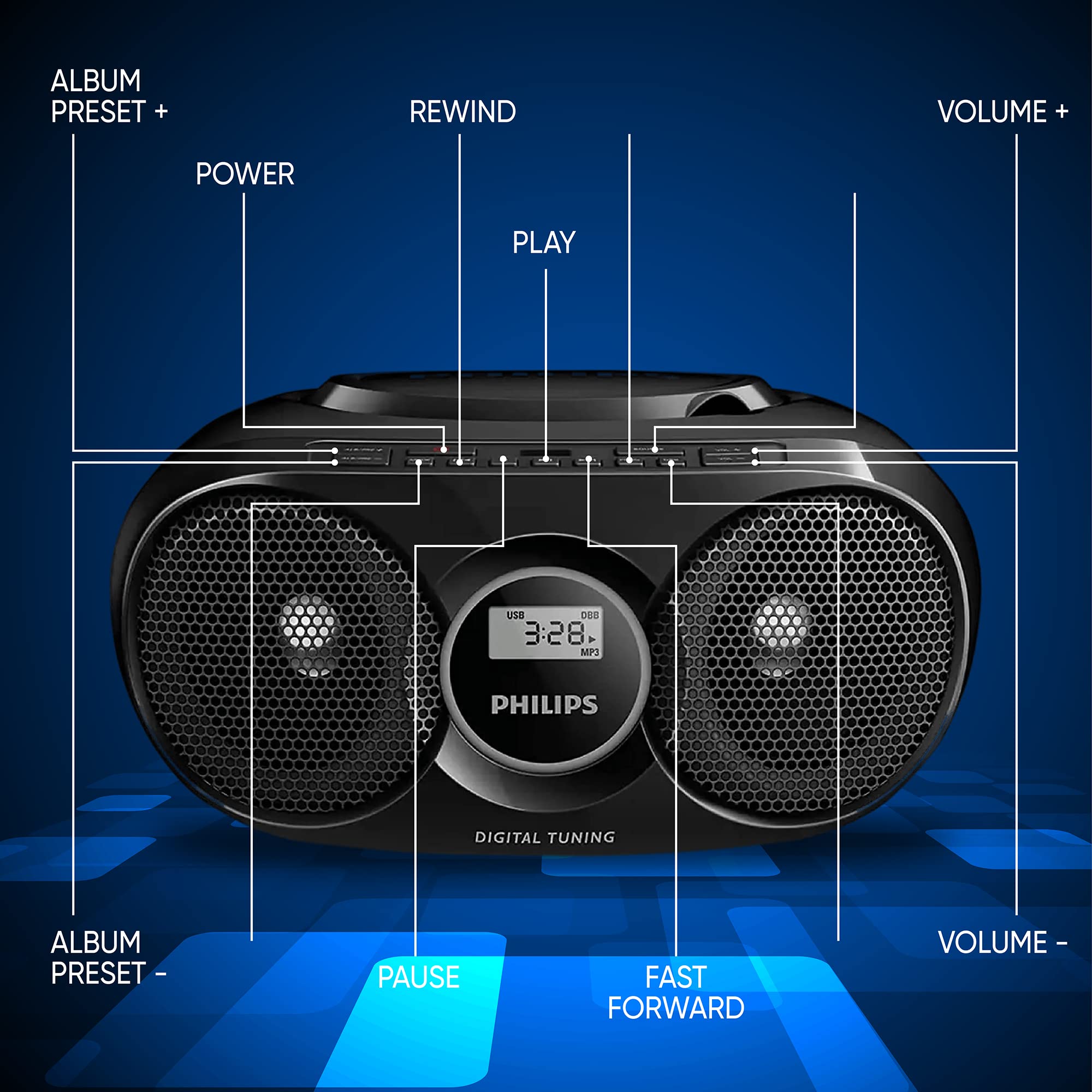 Foto 3 pulgar | Reproductor De Cd Portátil Boombox Philips Stereo Dynamic Bass - Venta Internacional.