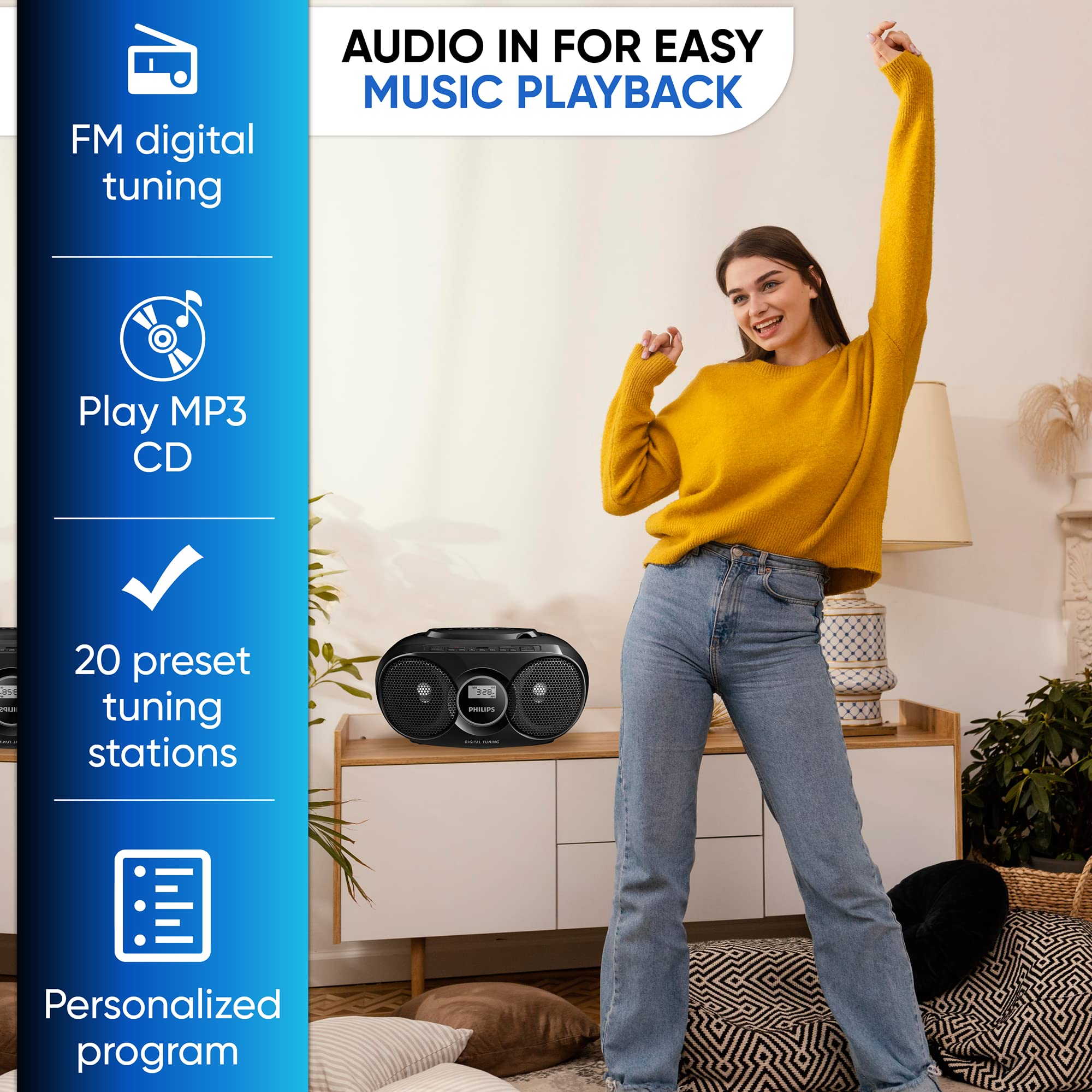 Foto 5 | Reproductor De Cd Portátil Boombox Philips Stereo Dynamic Bass - Venta Internacional.