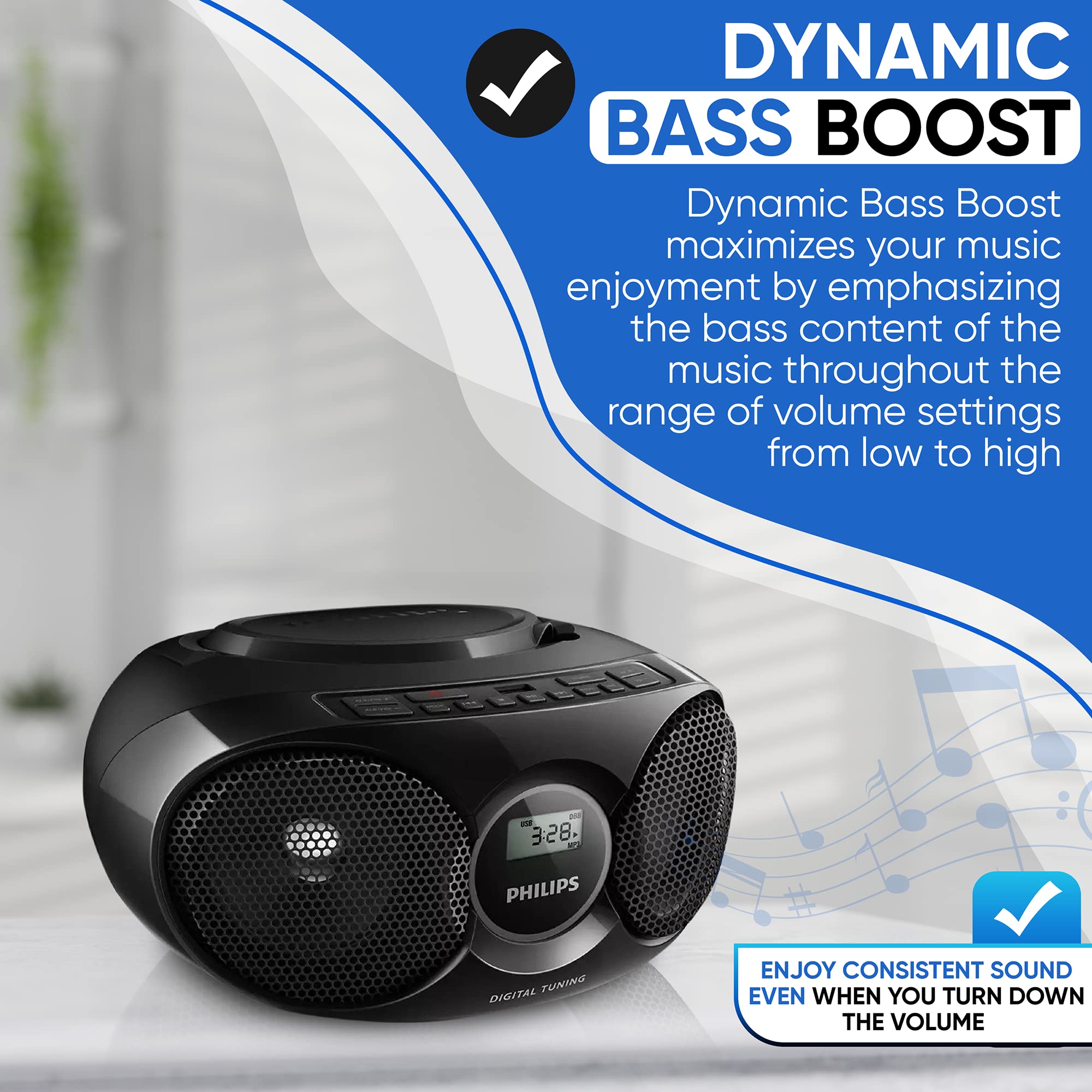 Foto 7 pulgar | Reproductor De Cd Portátil Boombox Philips Stereo Dynamic Bass - Venta Internacional.