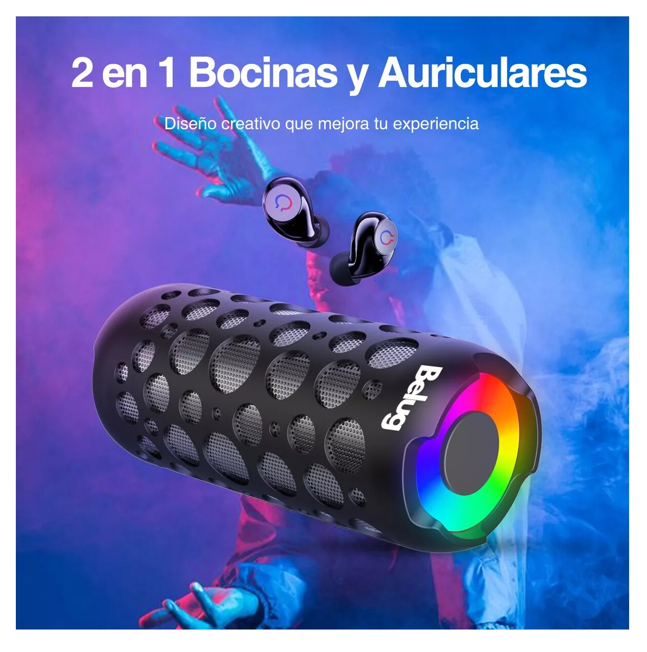 Foto 5 pulgar | Bocina Bluetooth Con Tws Audífonos Recargable Altavoz K045 Negro