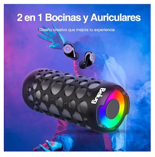 Foto 4 | Bocina Bluetooth Con Tws Audífonos Recargable Altavoz K045 Negro
