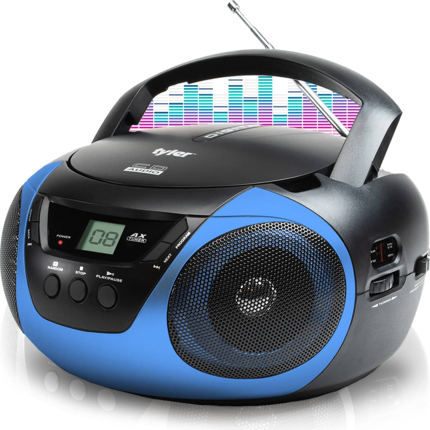 Reproductor De Cd Portátil Boombox Radio Am/fm Tyler Blue - Venta Internacional.