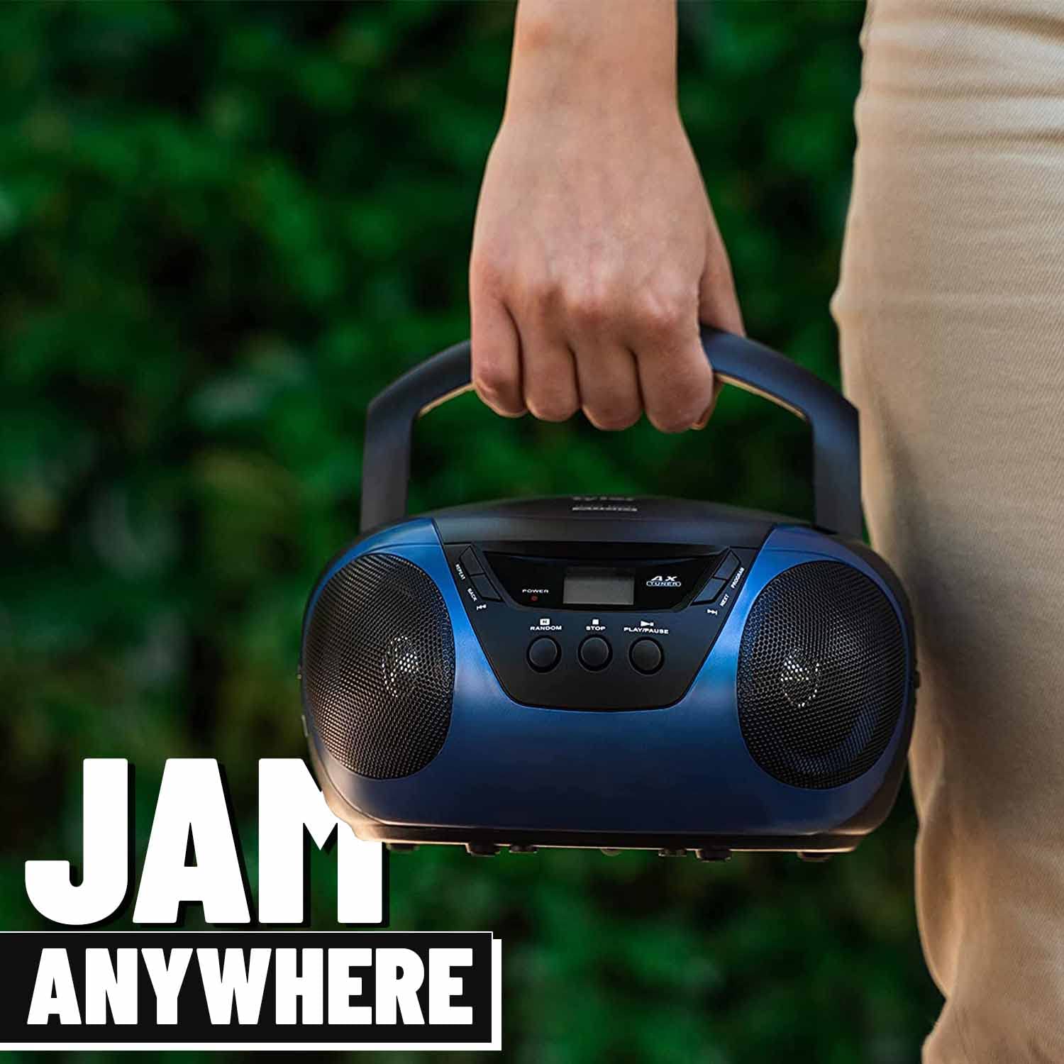 Foto 7 | Reproductor De Cd Portátil Boombox Radio Am/fm Tyler Blue - Venta Internacional.