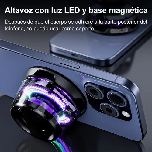 Foto 6 pulgar | 2 Bocinas Portátil Magnética Bluetooth Mini Luz Rgb
