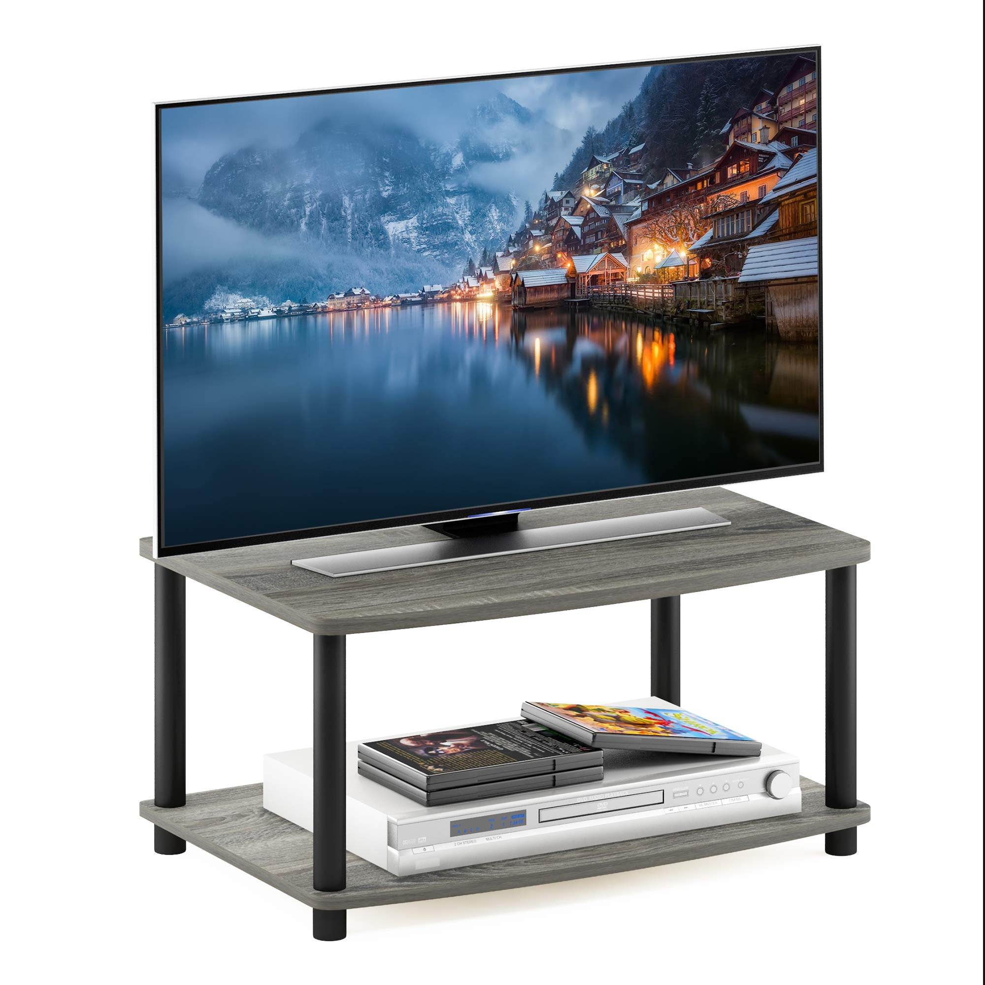 Soporte Para Impresora Furinno Turn-n-tube De 2 Niveles, Roble Francés, Gris Y Negro - Venta Internacional.