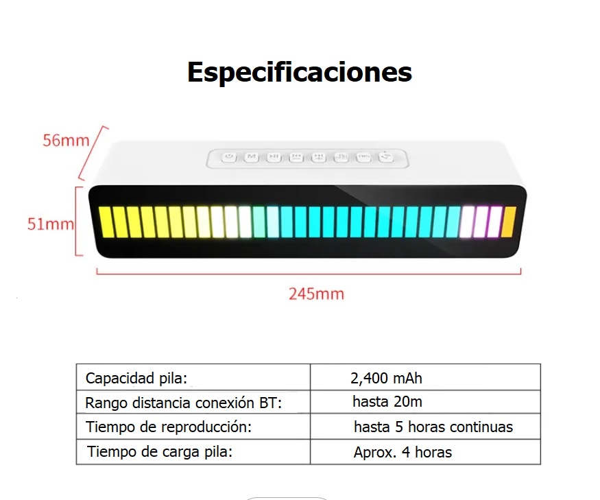 Foto 4 pulgar | Bocina Barra De Sonido Bt Conluz Rgb Blanco