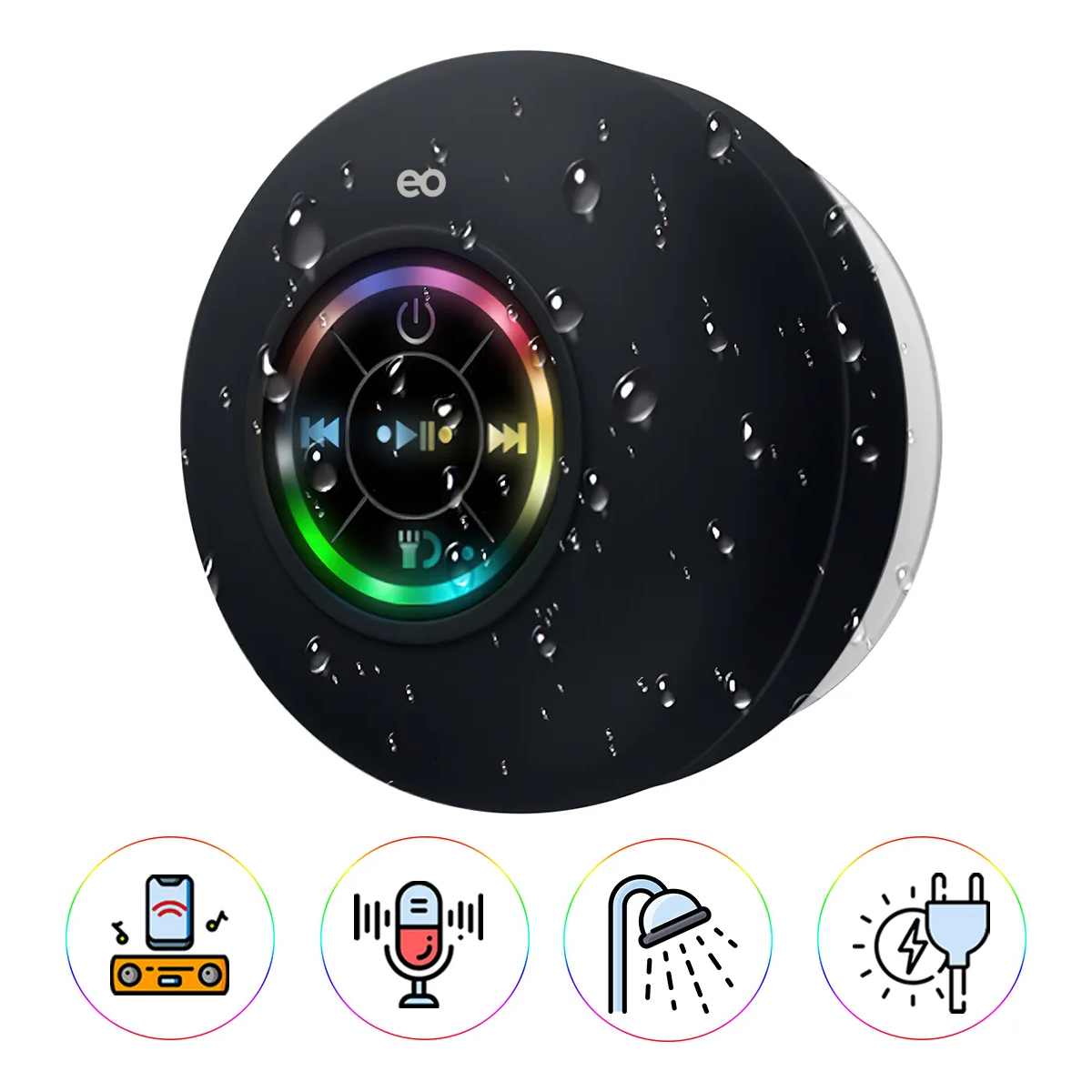 Foto 3 | Bocina Bluetooth Contra Agua, Baño, Regadera, Recargable Y Segura Eo Safe Imports Esi-19106 Negro