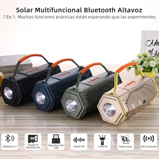 Foto 2 | Bocina Solar, Lámpara15w, Bluetooth, Fm Radio, Altavoz Eo Safe Imports Esi-19109 Dorado
