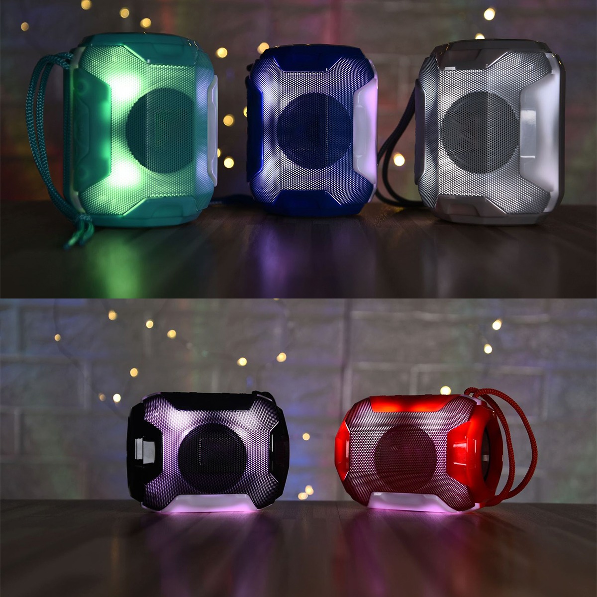 Foto 4 pulgar | Bocina Bluetooth con Luz Led y Correa Sujetadora