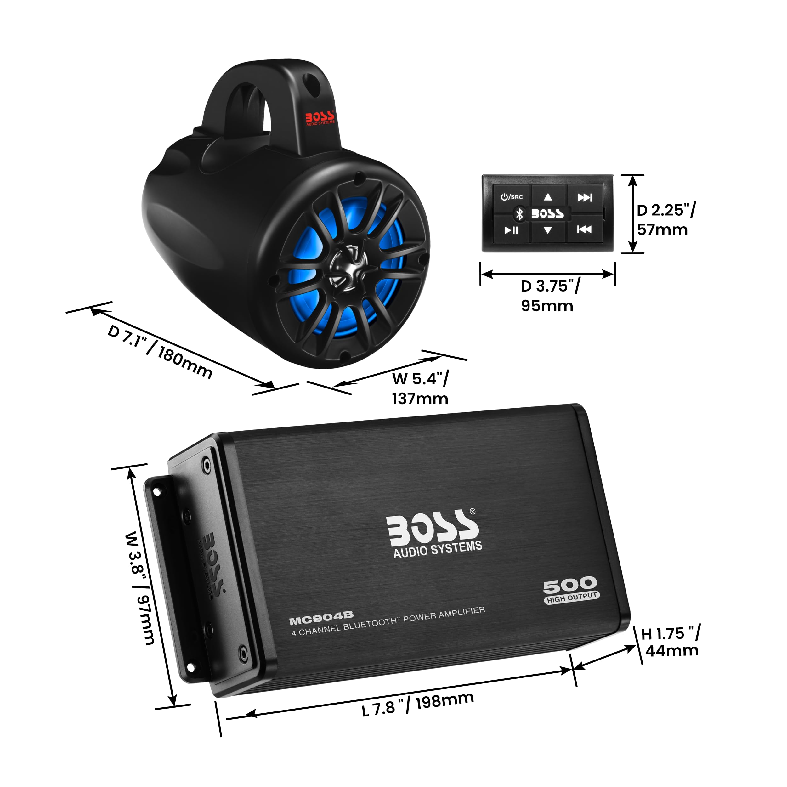 Foto 3 | Altavoces Wake Tower Boss Audio Systems Uni4rgb De 4 Pulgadas (x4) - Venta Internacional.