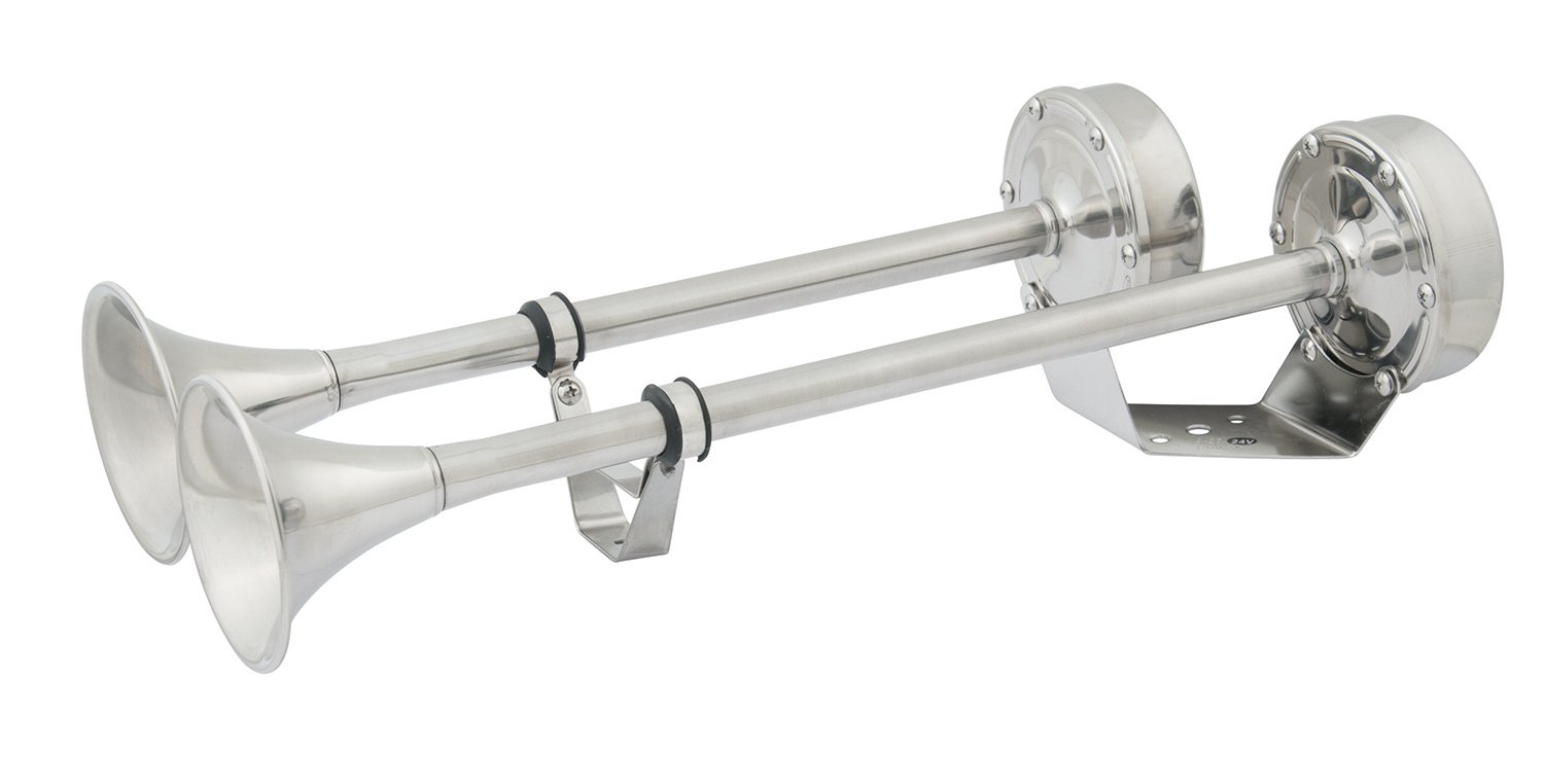 Bocina Eléctrica Marinco 10018xl, 24 V, Doble Trompeta, Acero Inoxidable - Venta Internacional.