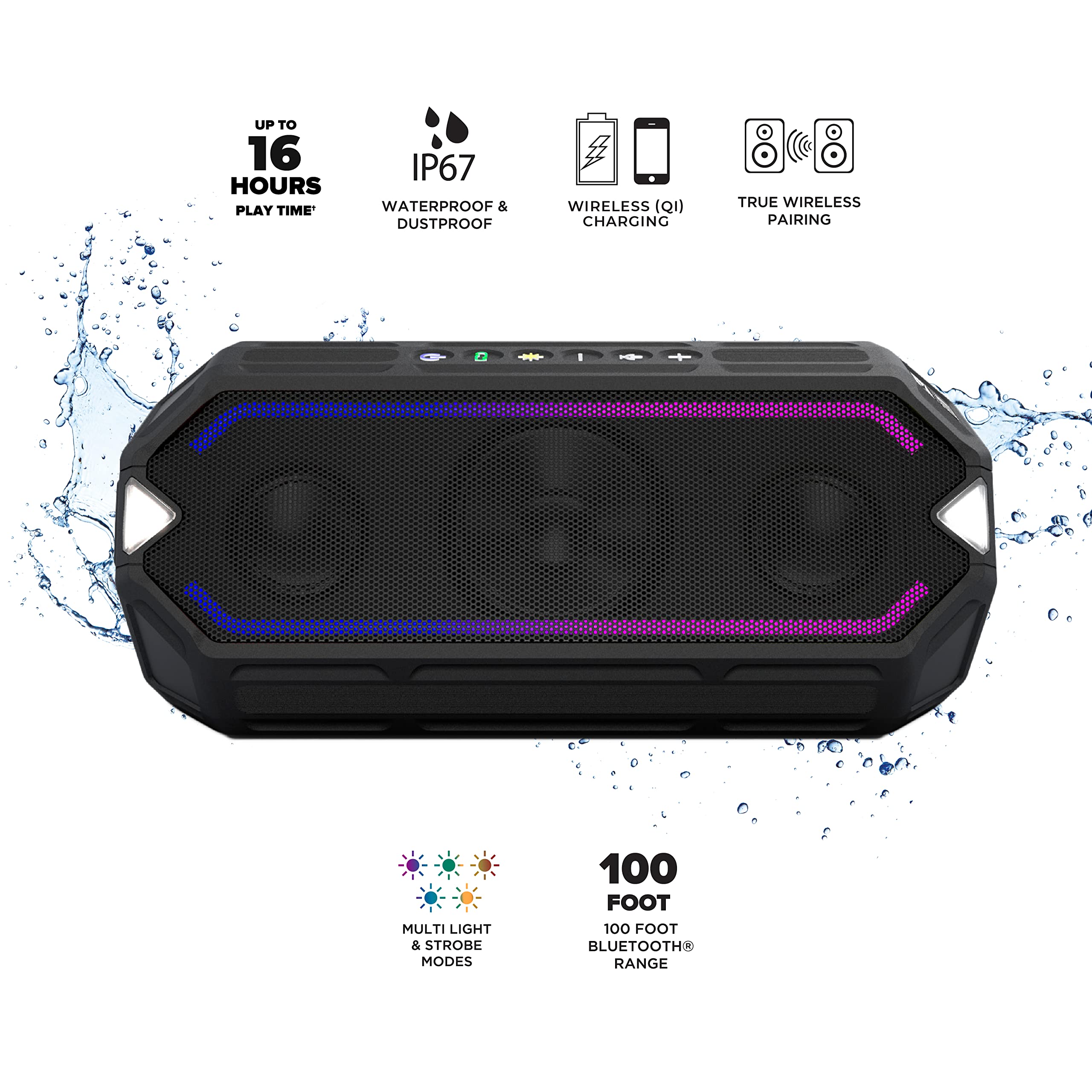 Foto 6 pulgar | Altavoz Bluetooth Altec Lansing Hydraboom Impermeable Negro - Venta Internacional.