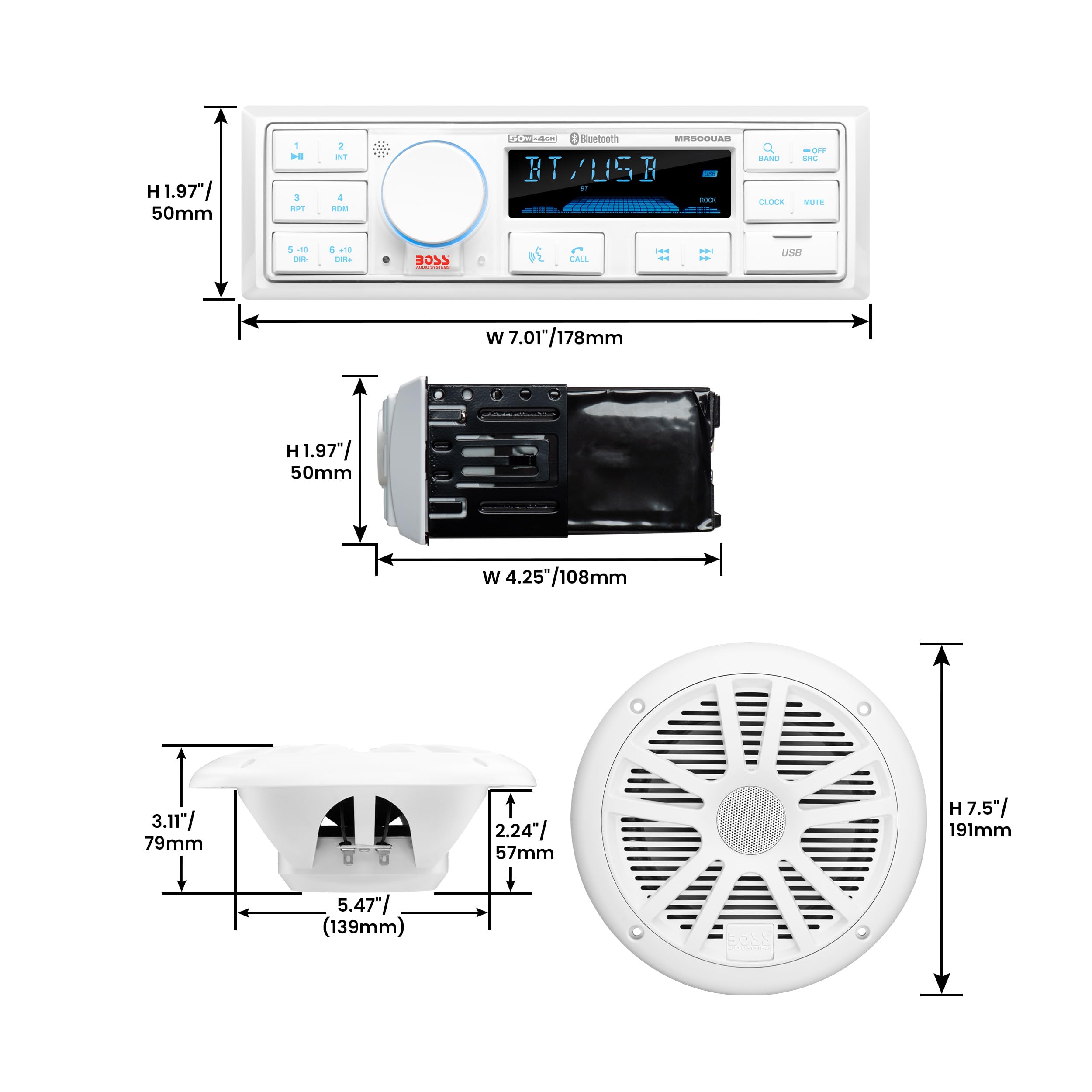 Foto 5 | Paquete de Altavoces y Receptor Marino Boss Audio Mck500wb.6 - Venta Internacional