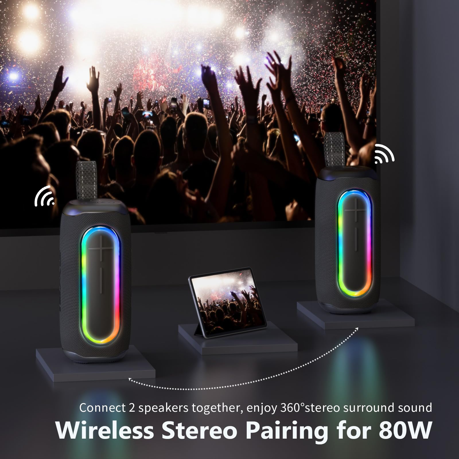 Foto 5 pulgar | Altavoz Bluetooth Awei Loud De 40 W Con Micrófono Ipx7, Luz Rgb Impermeable - Venta Internacional.