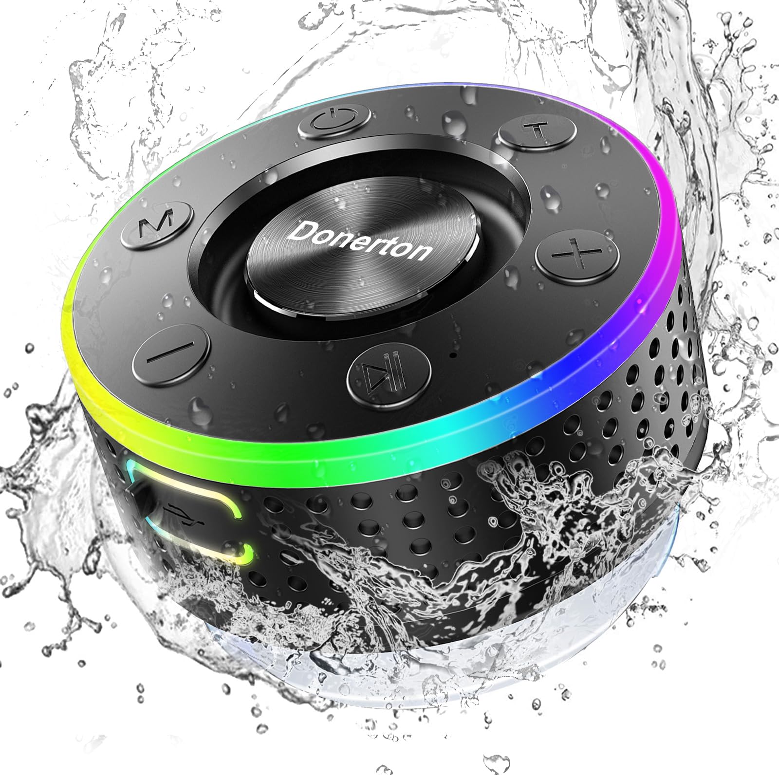 Altavoz Bluetooth Para Ducha Donerton Ipx7, Impermeable, Negro - Venta Internacional.