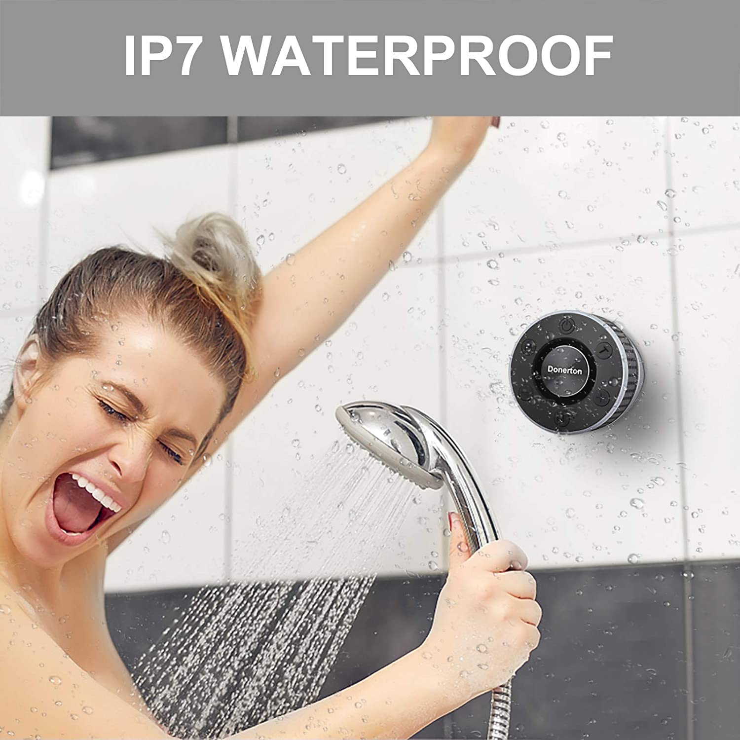 Foto 4 pulgar | Altavoz Bluetooth Para Ducha Donerton Ipx7, Impermeable, Negro - Venta Internacional.