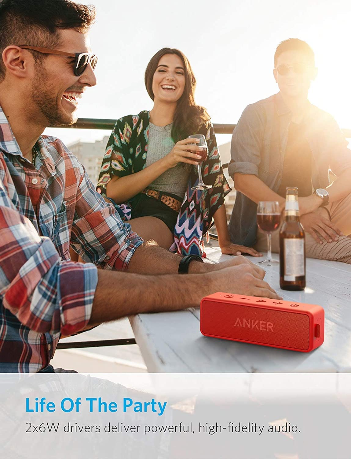 Foto 3 pulgar | Bocina Bluetooth Anker Soundcore 2 Portable Rojo - Venta Internacional