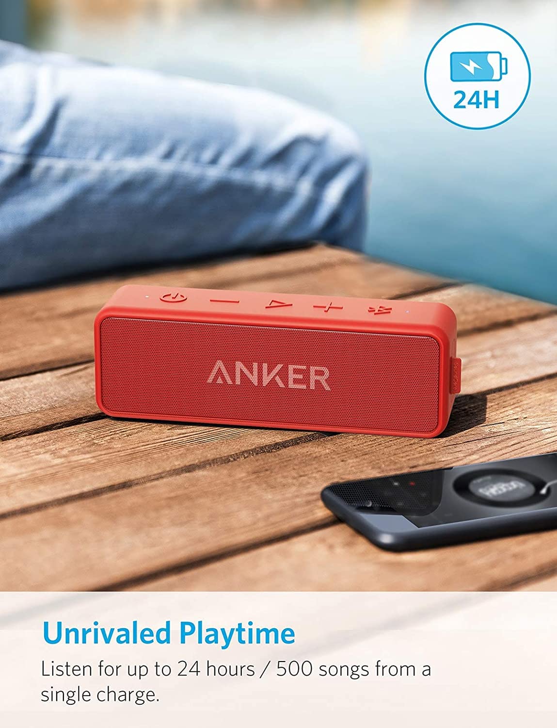 Foto 3 | Bocina Bluetooth Anker Soundcore 2 Portable Rojo - Venta Internacional