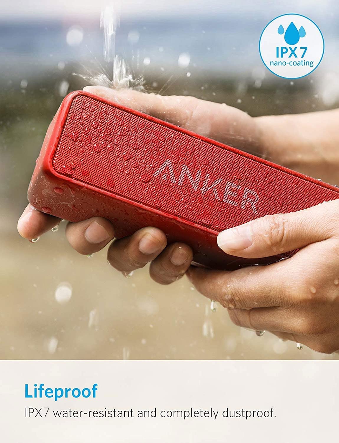 Foto 4 | Bocina Bluetooth Anker Soundcore 2 Portable Rojo - Venta Internacional
