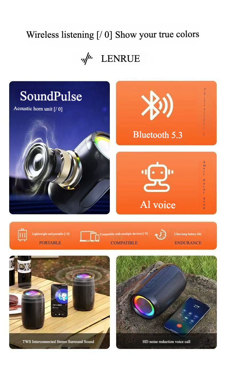 Foto 3 pulgar | Altavoz Bluetooth Ai Voice Multicolor Con Tarjeta/disco U - Venta Internacional.