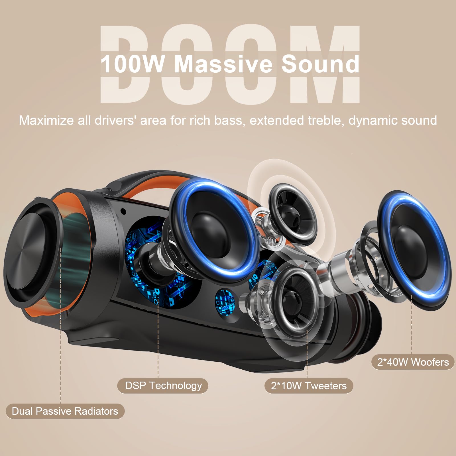 Foto 2 | Altavoz Exterior Doss Extreme Boom+ Ipx6 Impermeable 100w - Venta Internacional.