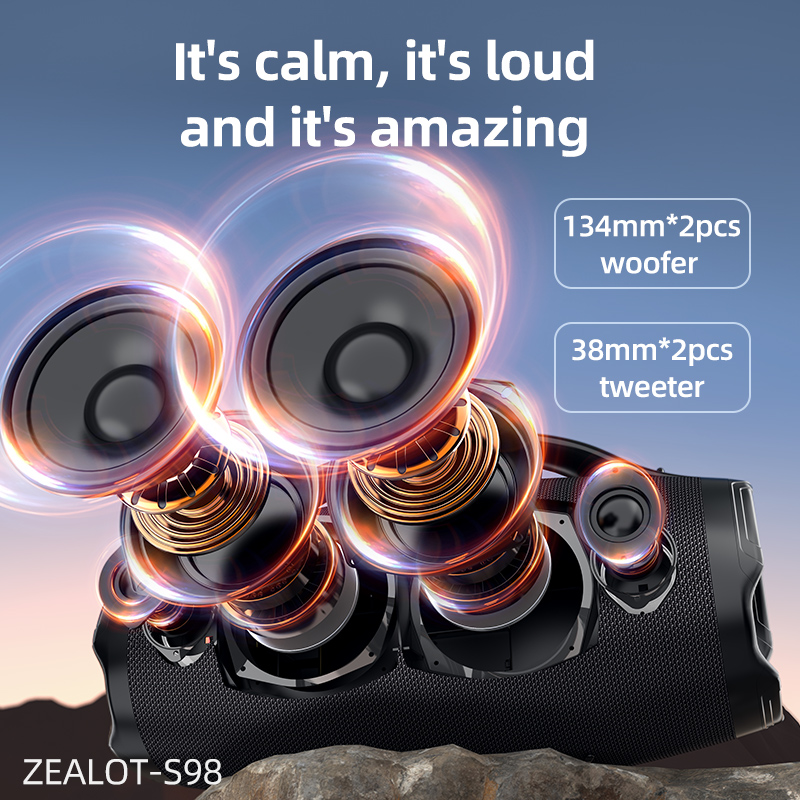 Foto 3 pulgar | Altavoz Bluetooth Zealot Boom Box 3 S98 De 160 W Con Ipx6 - Venta Internacional.