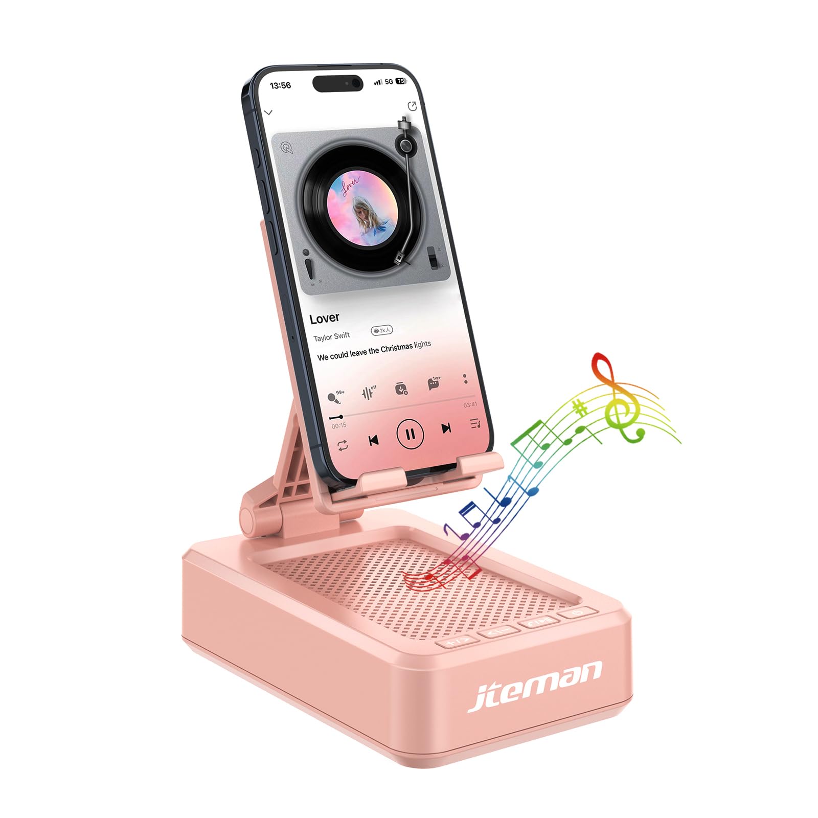 Foto 1 | Soporte Portátil Para Teléfono Con Altavoz Bluetooth Jteman, Color Rosa - Venta Internacional.