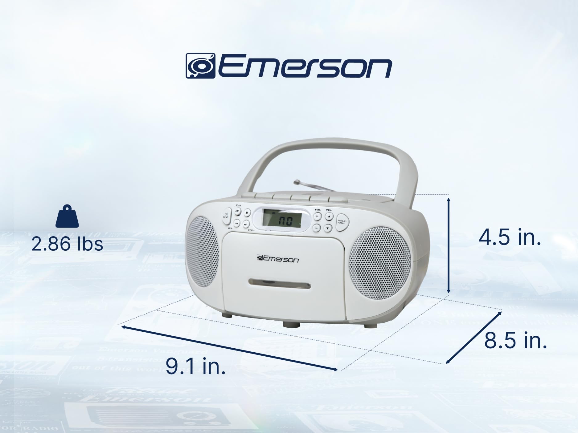 Foto 6 pulgar | Reproductor De Cd Portátil Boombox Con Reproductor De Casetes Emerson - Venta Internacional.