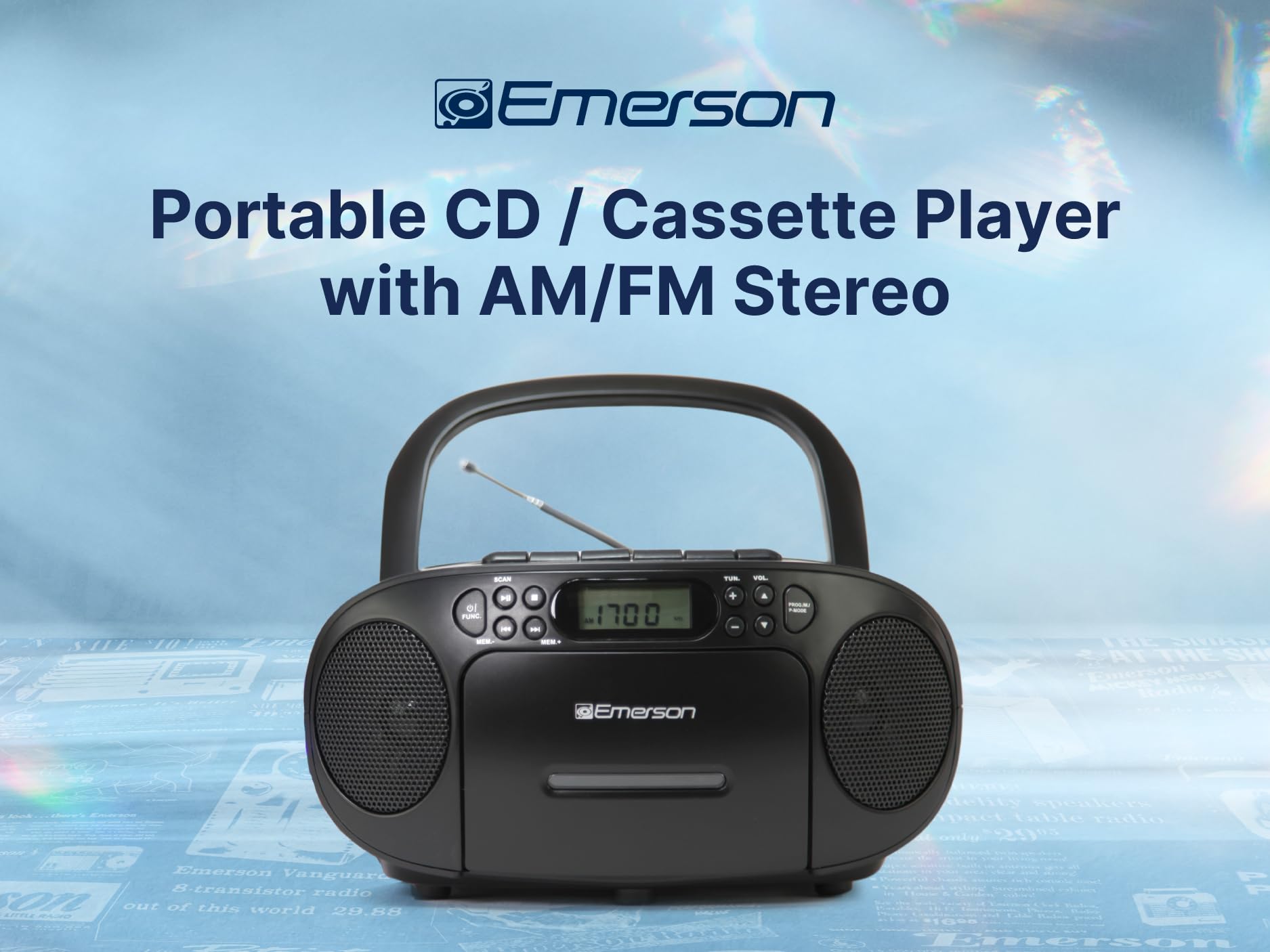 Foto 7 pulgar | Reproductor De Cd Portátil Boombox Con Reproductor De Casetes Emerson - Venta Internacional.