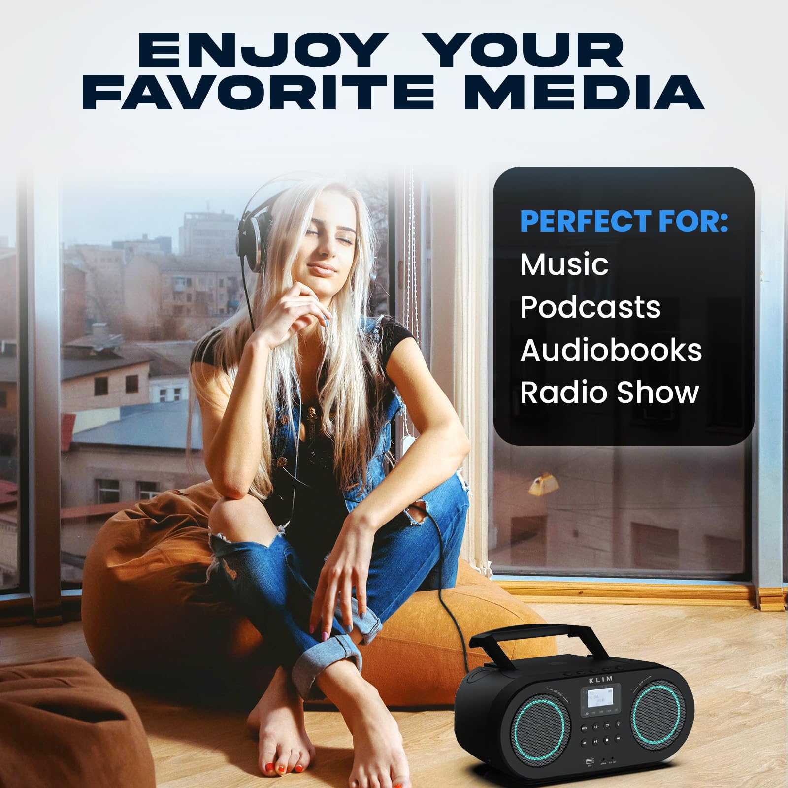 Foto 4 pulgar | Reproductor De Cd Portátil Boombox Klim B5 Con Radio Fm Bluetooth - Venta Internacional.