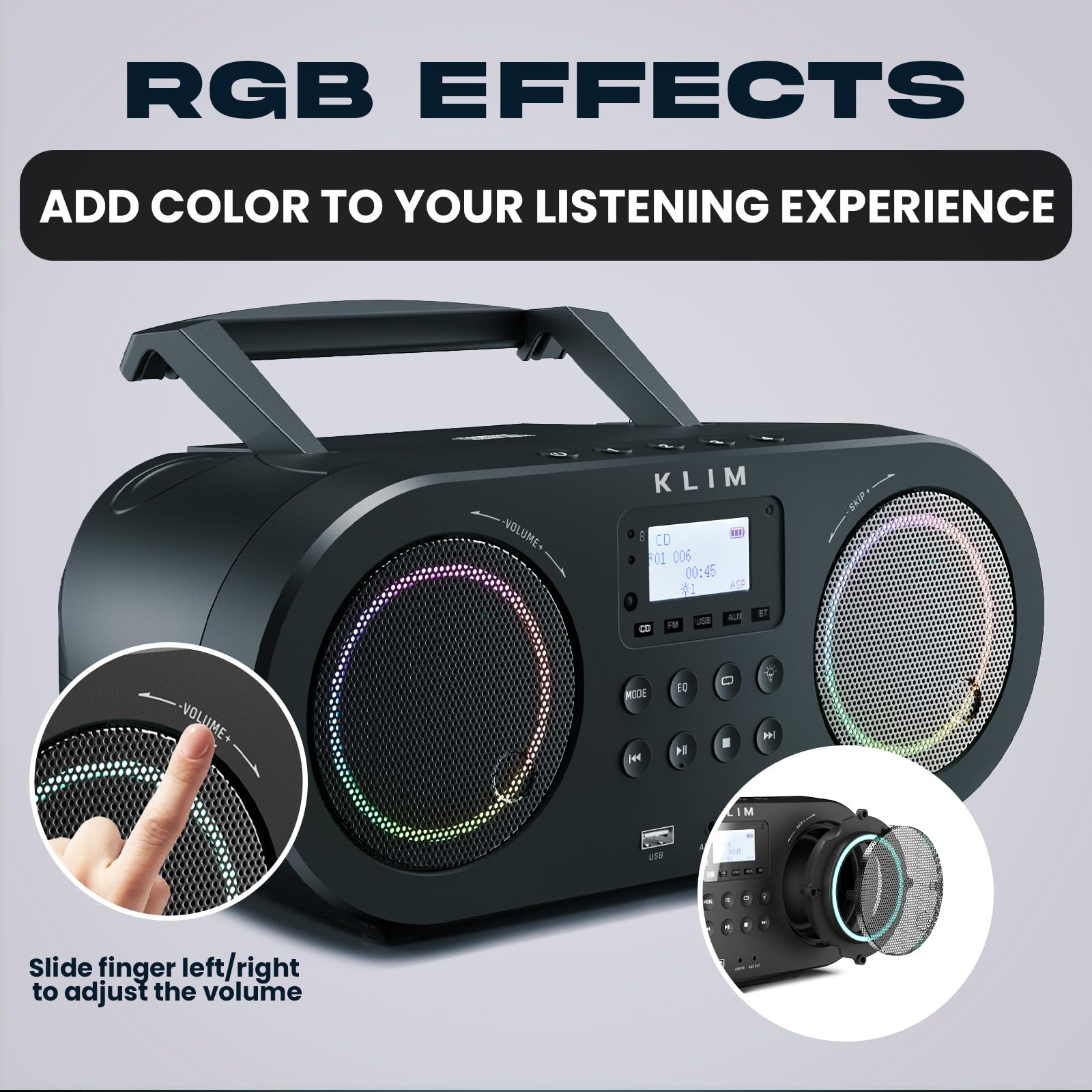 Foto 6 pulgar | Reproductor De Cd Portátil Boombox Klim B5 Con Radio Fm Bluetooth - Venta Internacional.