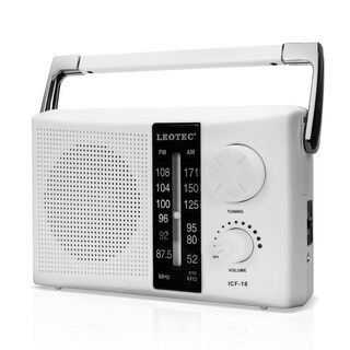 Foto 1 | Transistor De Radio Am Fm Leotec Con Batería Y Corriente Alterna, Color Blanco - Venta Internacional.