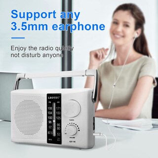Foto 3 | Transistor De Radio Am Fm Leotec Con Batería Y Corriente Alterna, Color Blanco - Venta Internacional.
