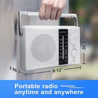 Foto 4 | Transistor De Radio Am Fm Leotec Con Batería Y Corriente Alterna, Color Blanco - Venta Internacional.