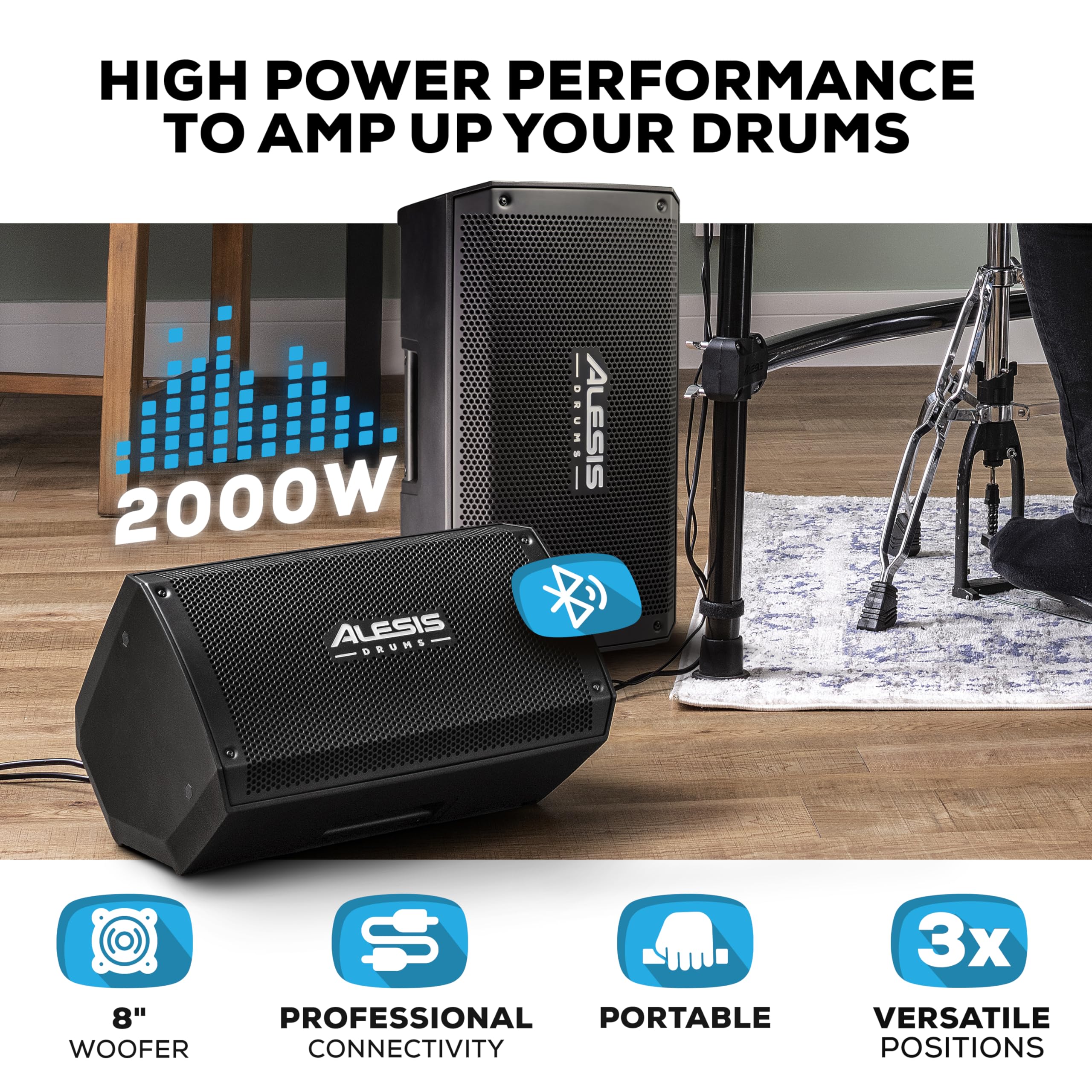 Foto 3 pulgar | Altavoz Amplificador De Batería Alesis Strike Amp 8 Mk2-2000w Con Bluetooth - Venta Internacional.