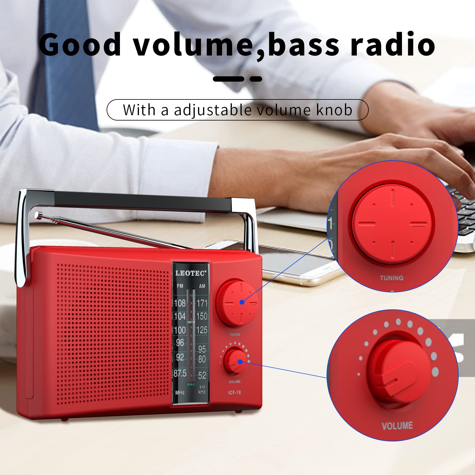 Foto 3 pulgar | Radio Am Fm Portátil Leotec Con Mejor Recepción Roja - Venta Internacional.