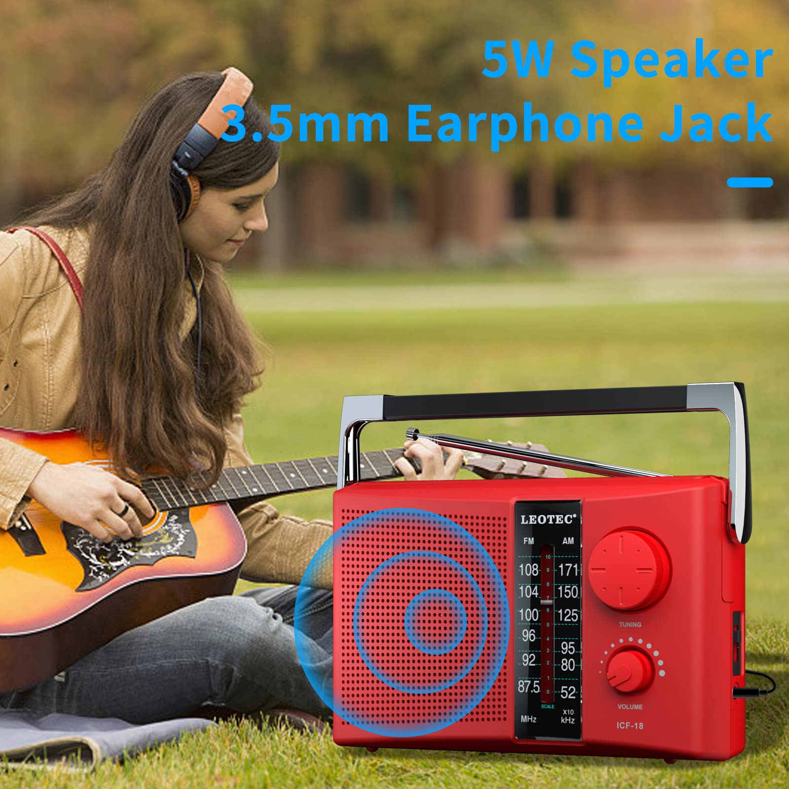 Foto 4 | Radio Am Fm Portátil Leotec Con Mejor Recepción Roja - Venta Internacional.