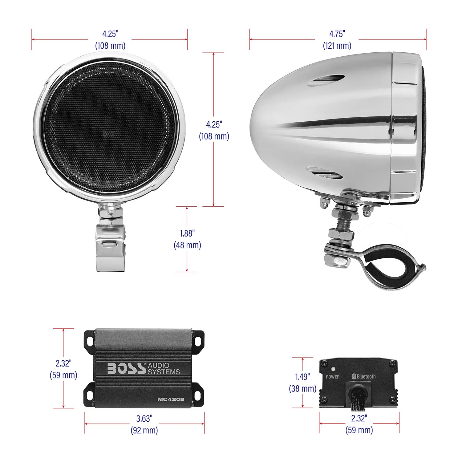 Foto 4 | Altavoces Y Amplificador Para Moto Boss Audio Mc420b 7,62 Cm - Venta Internacional.