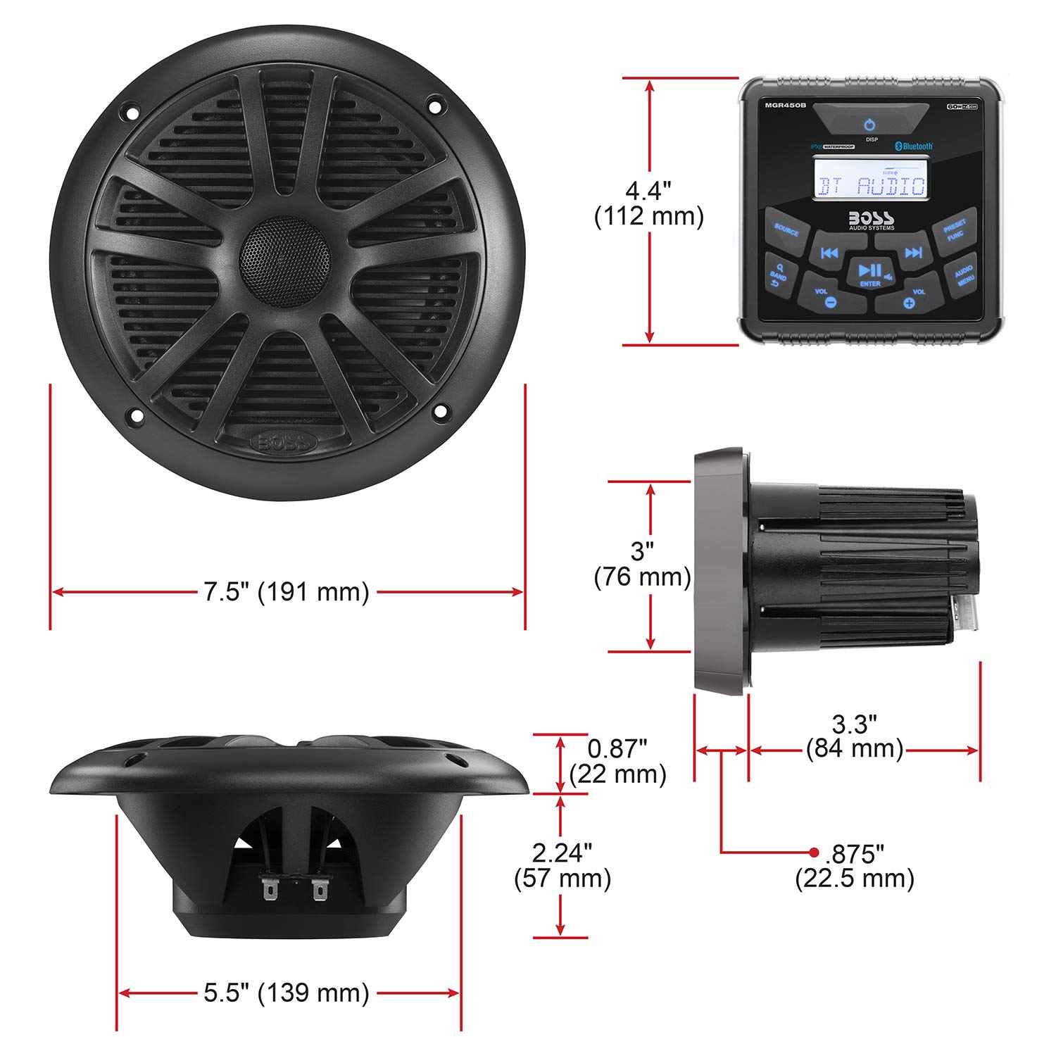 Foto 5 | Altavoz Estéreo Con Indicador Náutico Boss Audio Mckgb450b.6 De 6.5 Pulgadas - Venta Internacional.