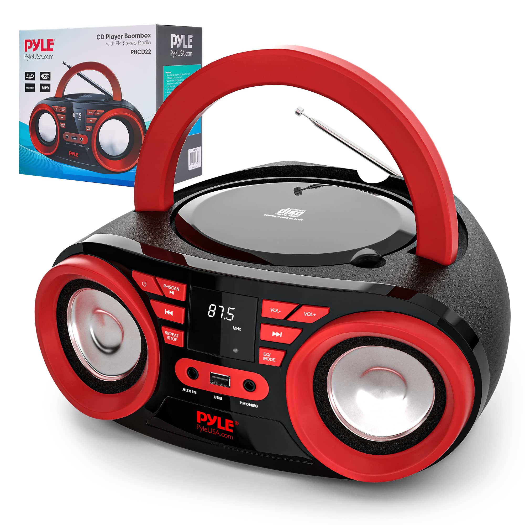Foto 2 pulgar | Reproductor De Cd Portátil Pyle 50 W De Potencia Máxima Bluetooth Usb Aux - Venta Internacional.