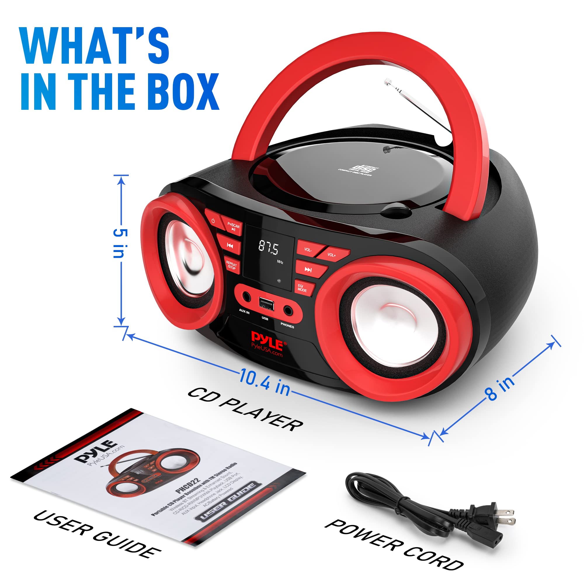Foto 8 pulgar | Reproductor De Cd Portátil Pyle 50 W De Potencia Máxima Bluetooth Usb Aux - Venta Internacional.
