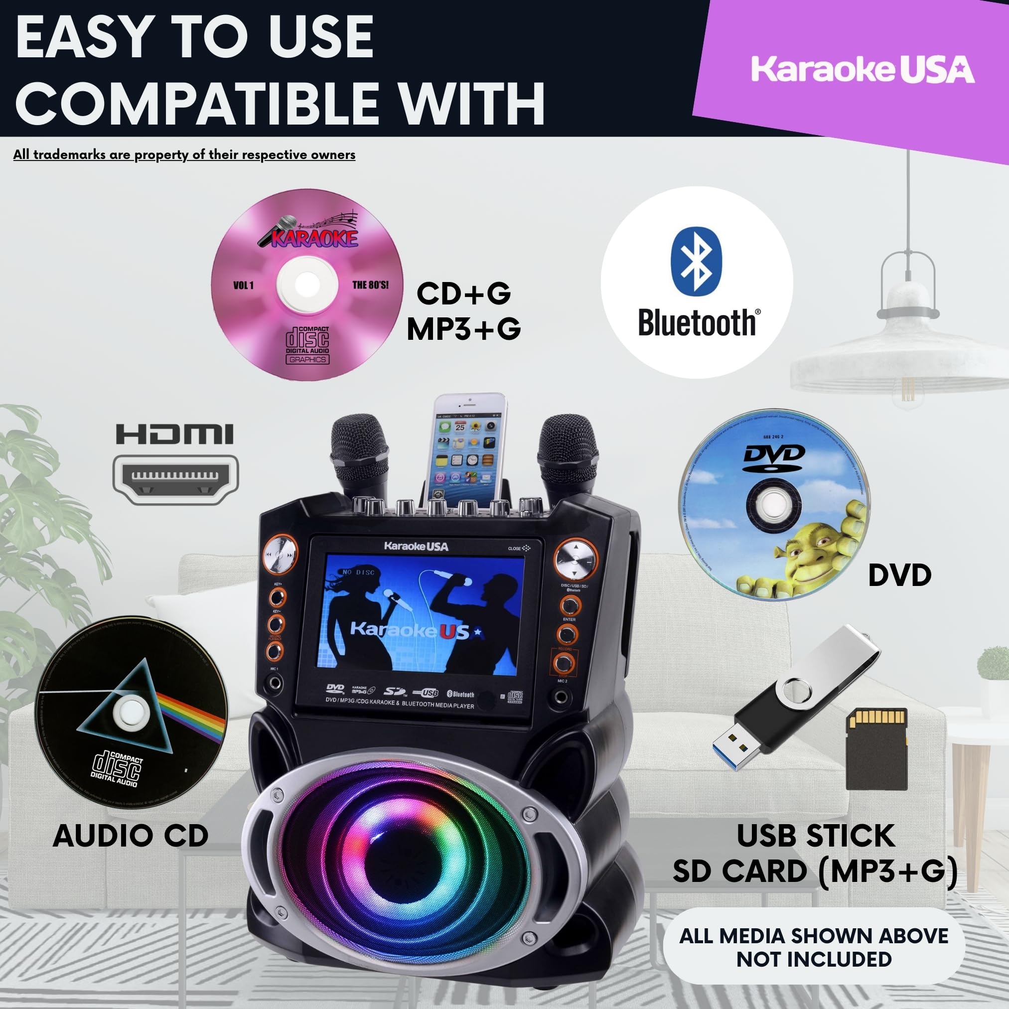 Foto 3 pulgar | Sistema De Karaoke Karaoke Usa Gf946 Gf946 Dvd/cd+g/mp3+g 35w - Venta Internacional.