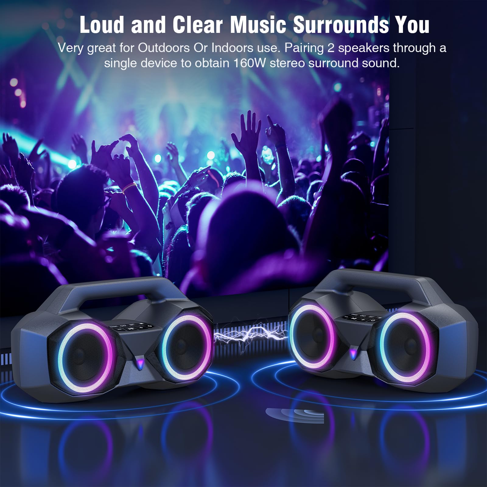 Foto 7 pulgar | Altavoz Bluetooth Kmag Portátil Ipx7 Impermeable 80w Estéreo - Venta Internacional.