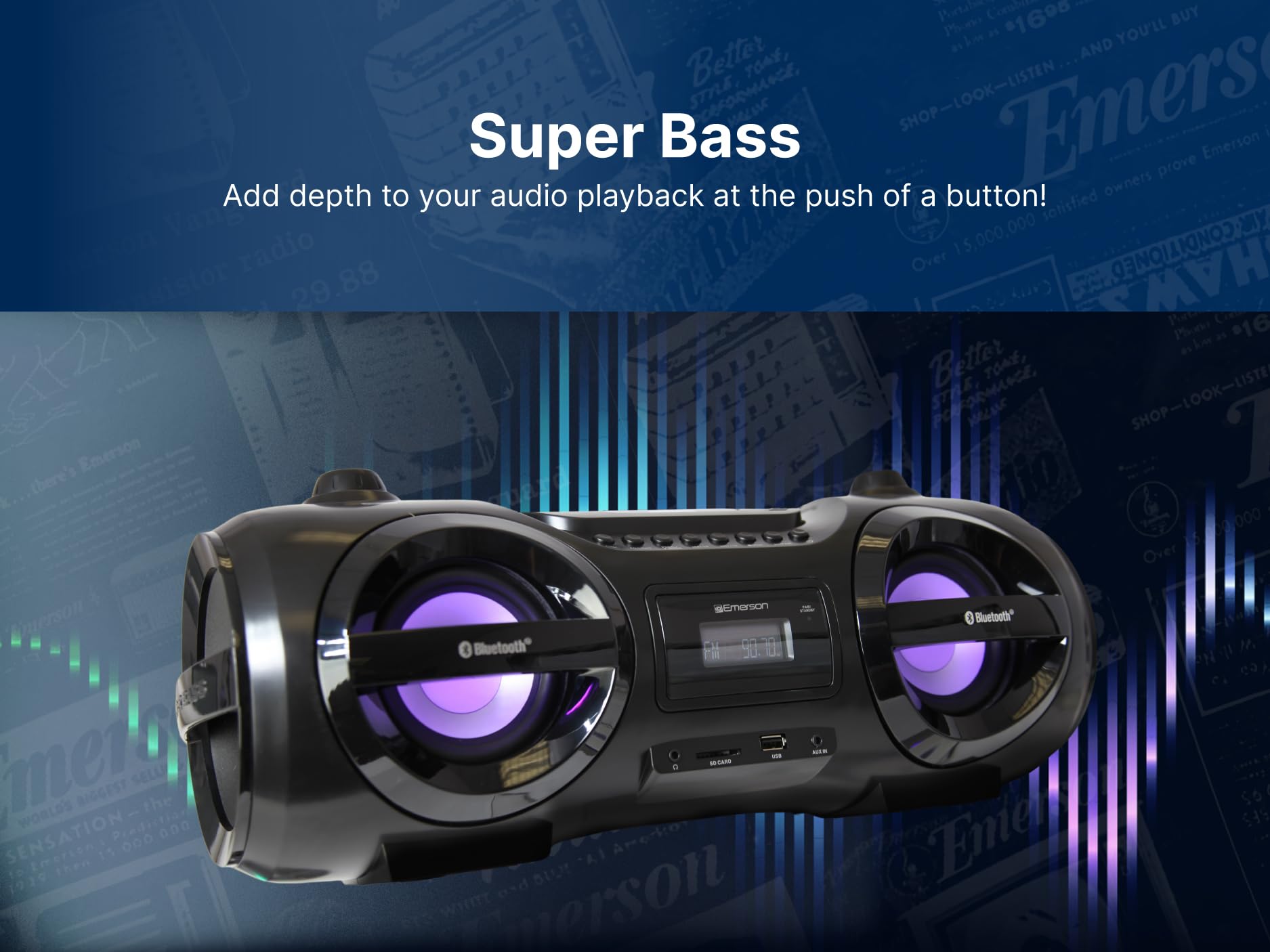Foto 4 pulgar | Reproductor De Cd Portátil Boombox Emerson Epb-3005, Casete Bluetooth - Venta Internacional.