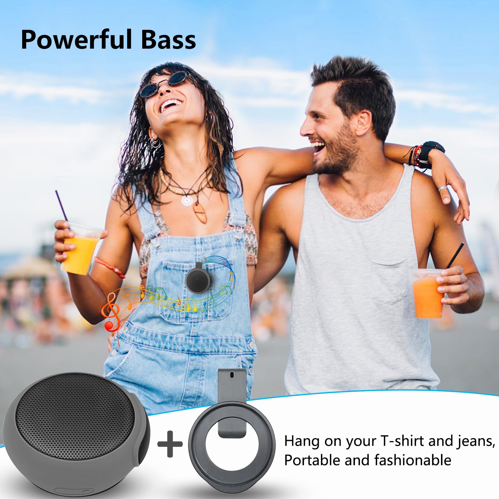 Foto 7 pulgar | Altavoz Bluetooth Portátil Ancwear Tws Impermeable Gris - Venta Internacional.