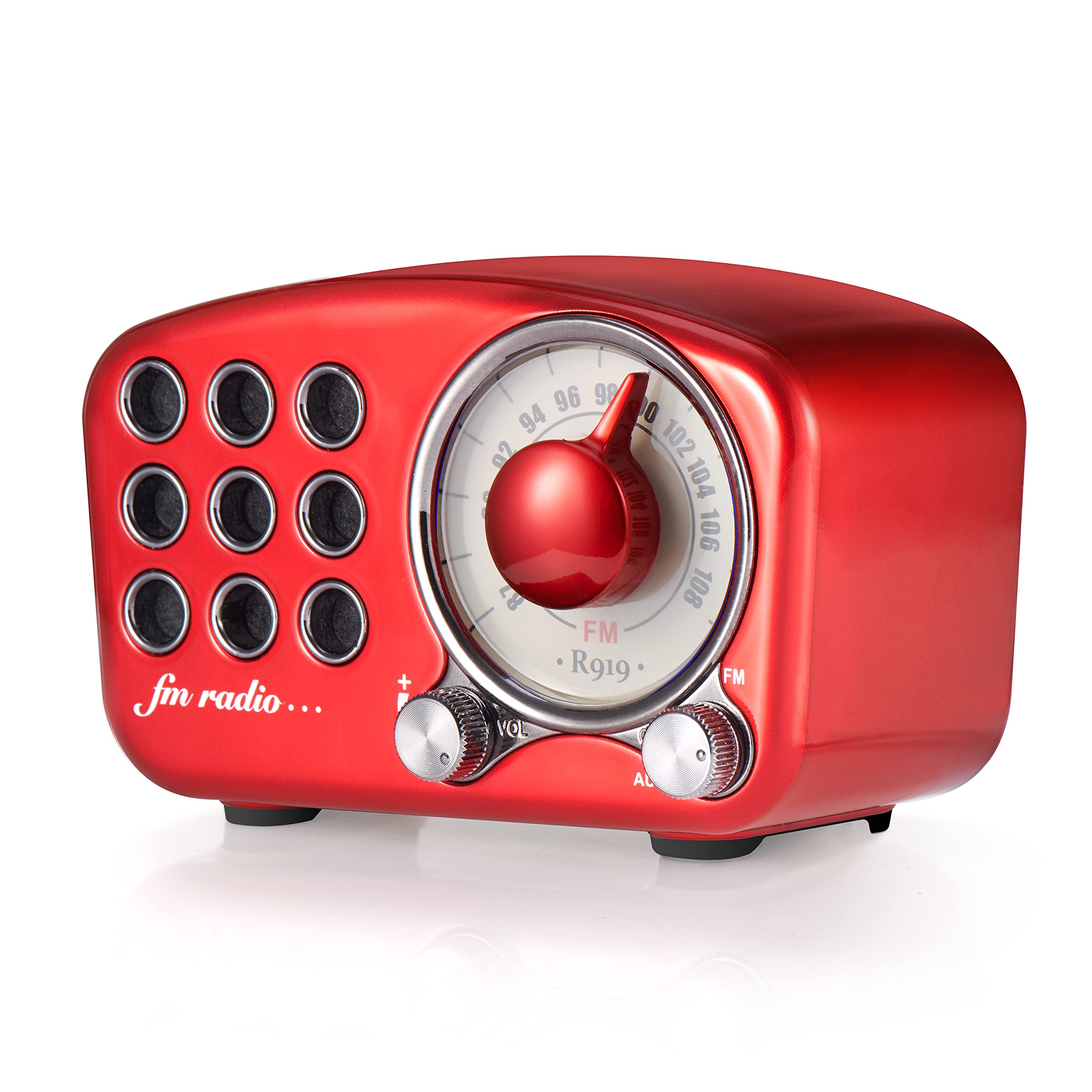Foto 1 | Altavoz Bluetooth Greadio Retro Vintage Radio Fm Rojo - Venta Internacional.