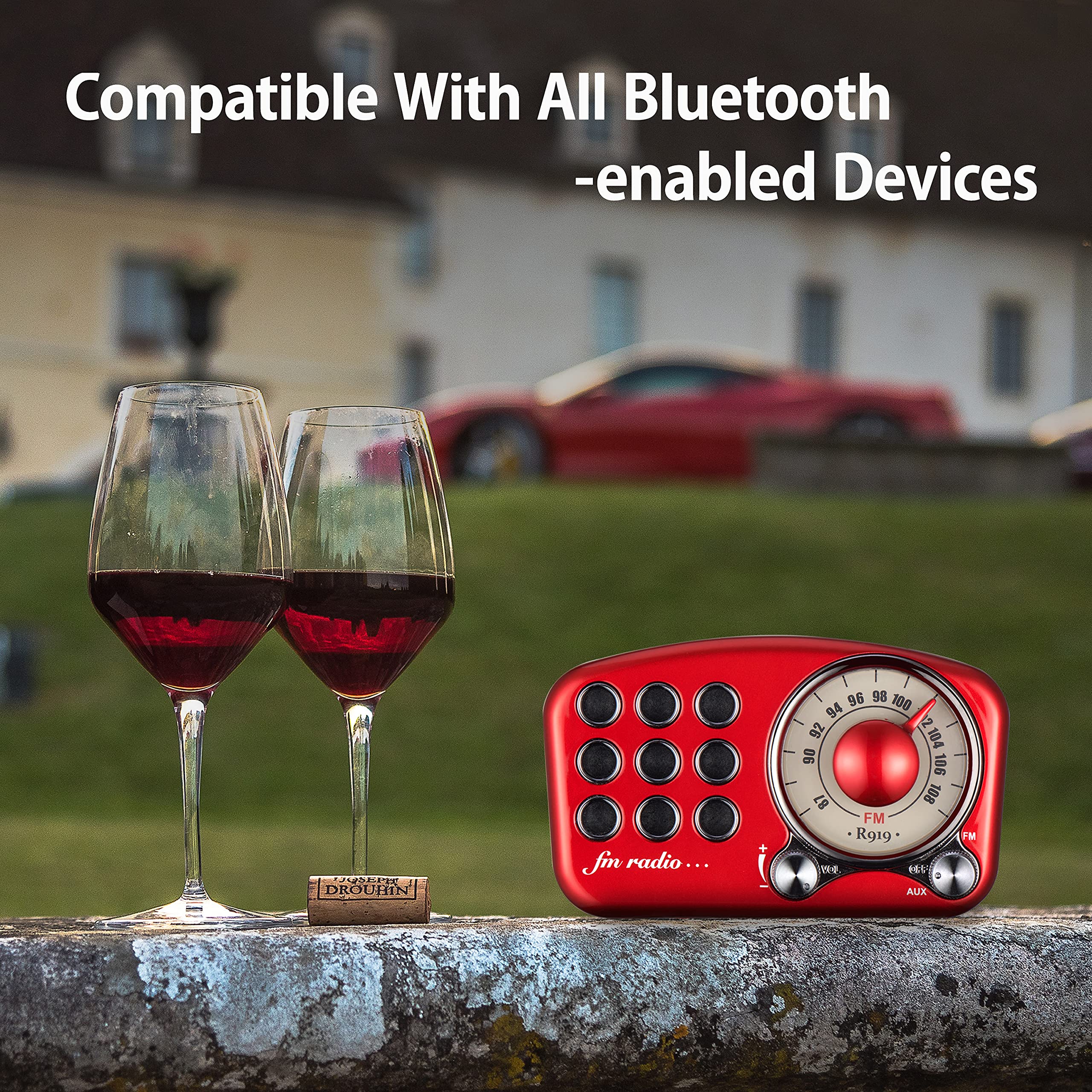 Foto 5 pulgar | Altavoz Bluetooth Greadio Retro Vintage Radio Fm Rojo - Venta Internacional.